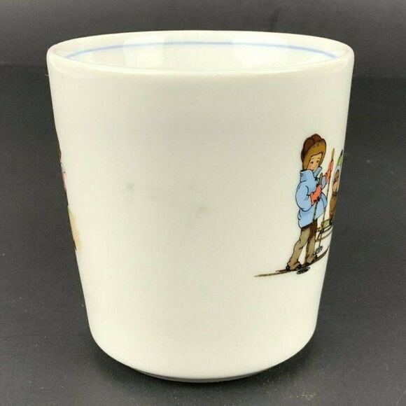 Vintage Pier 1 Imports Germany Ceramic Mug Winter and Summer Kids Scenes - Picture 2 of 6
